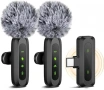 Нови Безжични двойни лавалиер микрофони 2 броя с приемник USB-C Lightning, снимка 1