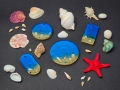 Морски комплект от епоксидна смола (поставка и медальони), снимка 7