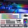 RAINBOW LED амбиентно осветление за автомобили с RGB 256 цвята, 18 в 1, снимка 1