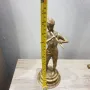 Стара месингова фигура на момче свирещо на флейта, снимка 2