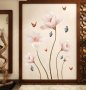 3D Магнолия цветя и пеперуди самозалепващ стикер лепенка за стена и мебел, снимка 1 - Други - 38095382