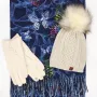 Дамски комплект кашмирен шал, шапка с пух и луксозни ръкавици Код на продукта:DK-0080, снимка 1