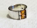 Стар марков мъжки сребърен пръстен с красиви желти сапфири сребро, снимка 4