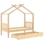 vidaXL Рамка за детско легло с чекмедже, борово дърво масив, 80x160 см, снимка 5