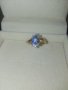 18k. златен пръстен с диаманти и сапфири, снимка 2