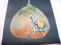Ръчно рисувана картичка върху листо от дървото Бодхи, Индия 7, снимка 4