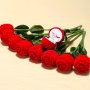 червена роза с дръжка кутия от кадифе плюш кутийка за пръстен бижу подарък, снимка 1 - Изкуствени цветя - 42743968