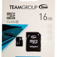 Бърза MicroSDHC 16GB TeamGroup class10 - нова карта памет, запечатана, снимка 1 - Карти памет - 28099205