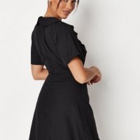 Черна дамска рокля с къдрички, снимка 4 - Рокли - 37094371