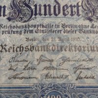 Райх банкнота - 100 марки 1910 година Германия зелен печат за колекция - 18896, снимка 6 - Нумизматика и бонистика - 31186592