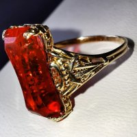 Златен 18 Карата пръстен с Централен камък Натурален Мадейра Цитрин!, снимка 5 - Пръстени - 42649682
