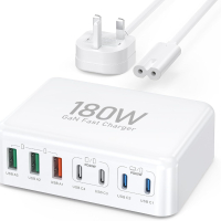 USB C 7-портов адаптер, бързо зарядно, 180 W за MacBook Pro/Air iPad Pro iPhone Galaxy S23 Note 20 , снимка 1 - Оригинални зарядни - 44914186