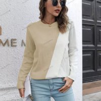 Дамски контрастен пуловер с кръгло деколте и дълъг ръкав, 3цвята - 023, снимка 8 - Блузи с дълъг ръкав и пуловери - 39096481