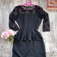 Страхотна нова черна еластична рокля с пеплум на талията , снимка 10 - Рокли - 37246305