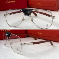 Cartier 2023 прозрачни мъжки слънчеви очила с кожа и дървени дръжки, снимка 3 - Слънчеви и диоптрични очила - 42813053