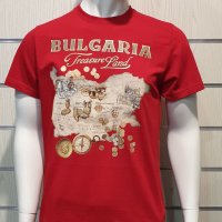Нова мъжка червена тениска с трансферен печат България - Treasure Land (Земя на съкровищата), снимка 8 - Тениски - 29889652