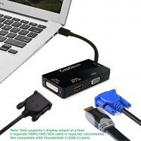 CABLEDECONN 3-в-1 адаптер mini Displayport Dp към HDMI/DVI/VGA Мъжки Към Женски, снимка 4 - Кабели и адаптери - 38550831