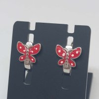 Сребърни детски обеци Пеперудки, снимка 1 - Обеци - 42674738