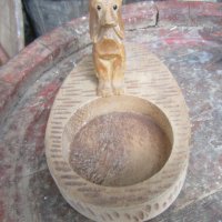 куче дакел стар дървен пепелник с фигура, снимка 4 - Статуетки - 32124994