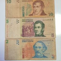Лот Аржентина 2 , 5 и 10 песос, снимка 1 - Нумизматика и бонистика - 42518687