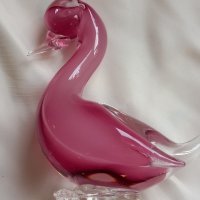 Стъклена патица Murano розово стъкло , снимка 2 - Колекции - 42674870