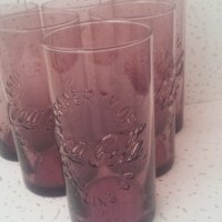 Стъклени чаши Кока Кола от един цвят прозрачно лила 6 бр, снимка 5 - Колекции - 39408492