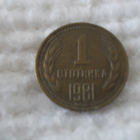 Стара монета 1 стотинка 1981 г., снимка 1 - Нумизматика и бонистика - 44773923