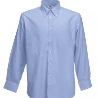 Мъжка риза Fruit of the Loom, тип Oxford, голям, размер, дълъг и къс ръкав, светлосин цвят, маркова , снимка 10 - Ризи - 38568384