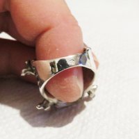 стар мъжки сребърен пръстен, рокерски пръстен солиден с череп, снимка 6 - Пръстени - 31305757