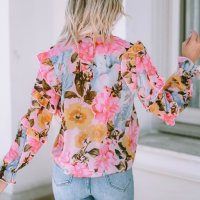 Дамска блуза с дълъг ръкав и флорален принт, снимка 2 - Блузи с дълъг ръкав и пуловери - 42775442