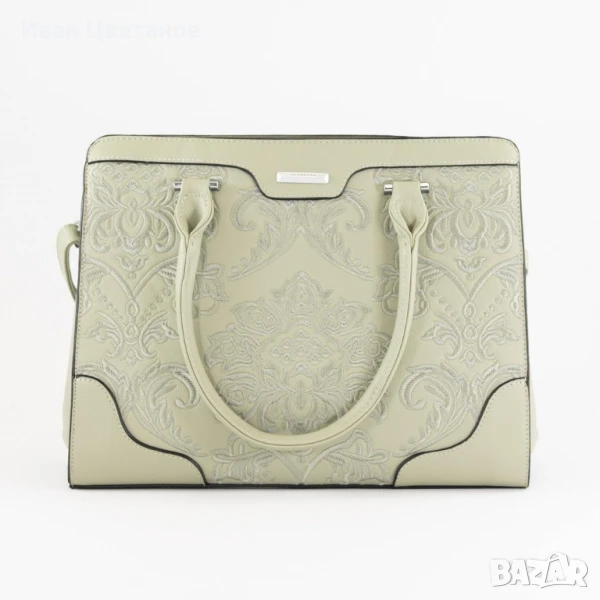 Елегантна дамска чанта с бродирани детайли и много отделения, снимка 1