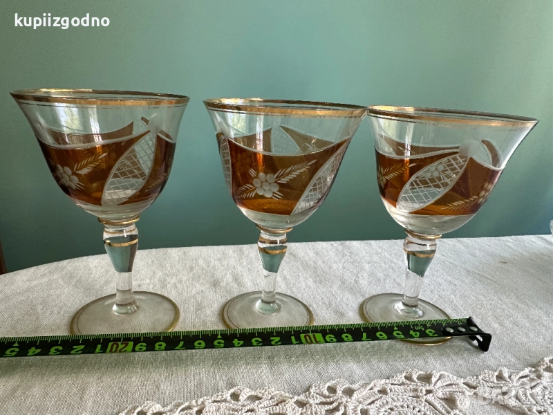 Старинни чаши със стол френски стил 3 броя, снимка 1