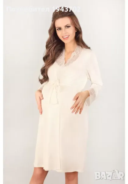 Халат за бременни в цвят екрю 3023 MK Lupoline, снимка 1