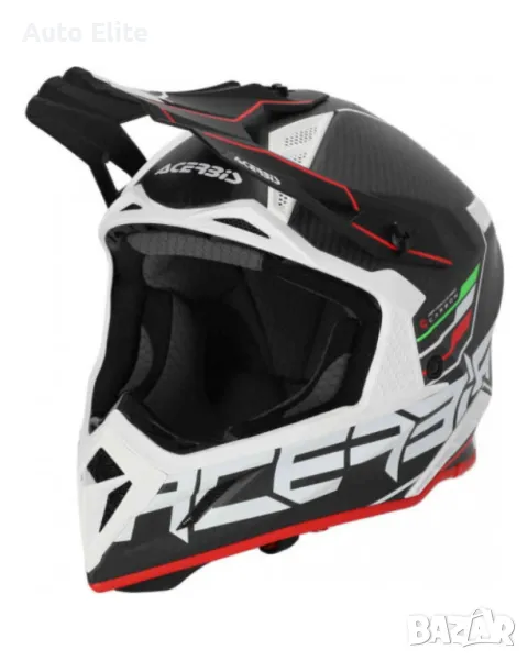 Мотокрос каска ACERBIS STEEL CARBON BLACK/RED 2206  62515, снимка 1