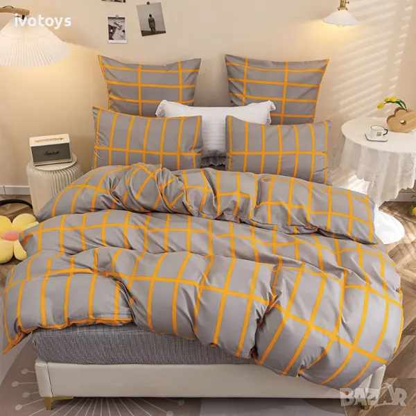 Двулицево спално бельо с ластик (размер за приста), 4 части - Модел WS16999, снимка 1