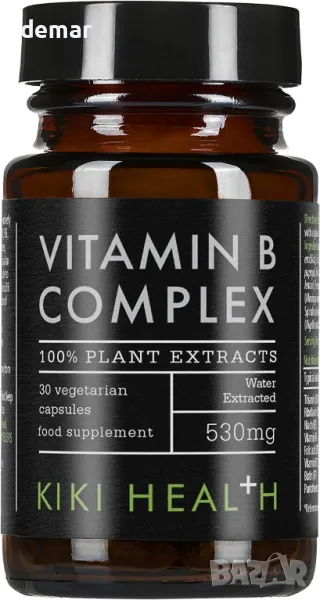 KIKI Health Растителен комплекс от витамини B за здраве и енергийна подкрепа, веган, 30 капсули, снимка 1