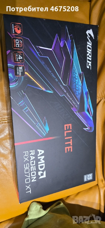 Видео карта AMD Radeon RX 9070 XT, 16GB, Gigabyte Aorus Elite, OC., снимка 1