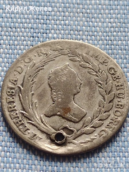 Сребърна монета 10 кройцера 1765г. Мария Терезия Прага Бохемия 13714, снимка 1