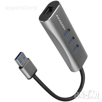 USB Хъб USB3.2 Axagon HMA-GL3AP 3 USB + Micro USB + Gigabit LAN Метален, Разклонител, снимка 1