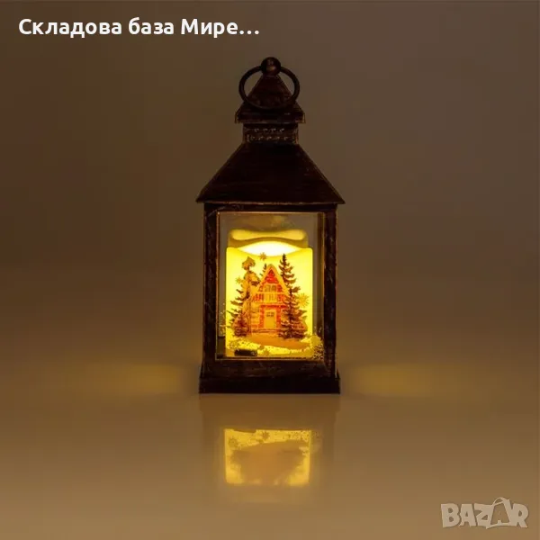  Коледен фенер LED осветление, 10х10х24 сантиметра , снимка 1