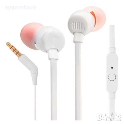 Слушалки с микрофон JBL Tune 110 Handsfree Слушалки за телефон Бели Тапи за уши In-earphone, снимка 1
