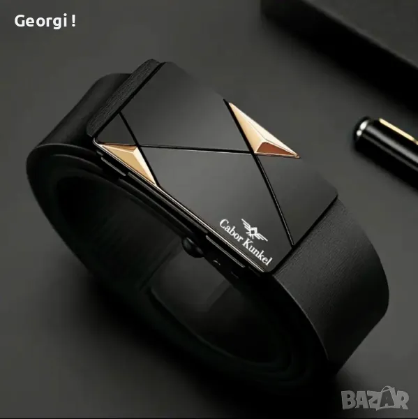 Официални Мъжки колани с 3ри модела автоматична катарама / Черна естествена кожа!!, снимка 1