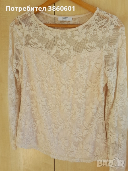 Дамска блуза с дълъг ръкав .с дантела и подплата., снимка 1