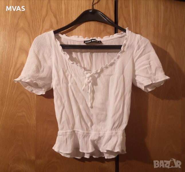 Нов - 50% Tally Wejl къс топ бял втален S размер, снимка 1