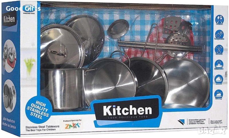 Комплект Детски реалистични готварски съдове, Метални, снимка 1