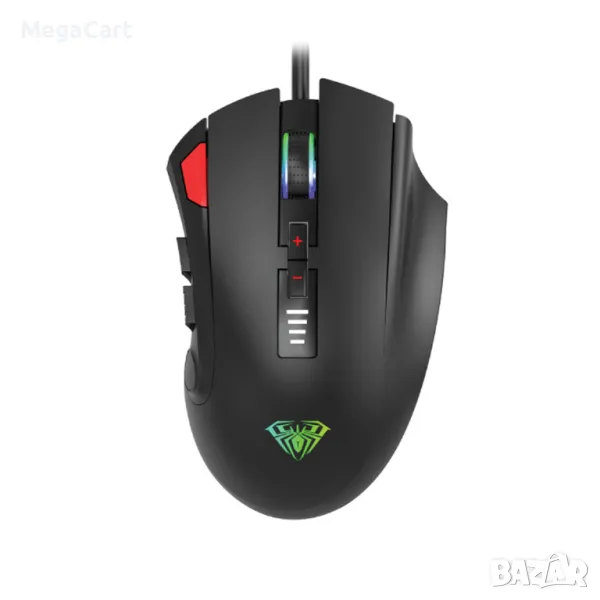 Геймърска мишка Aula H512, Оптична, 12D, RGB, Черен, снимка 1