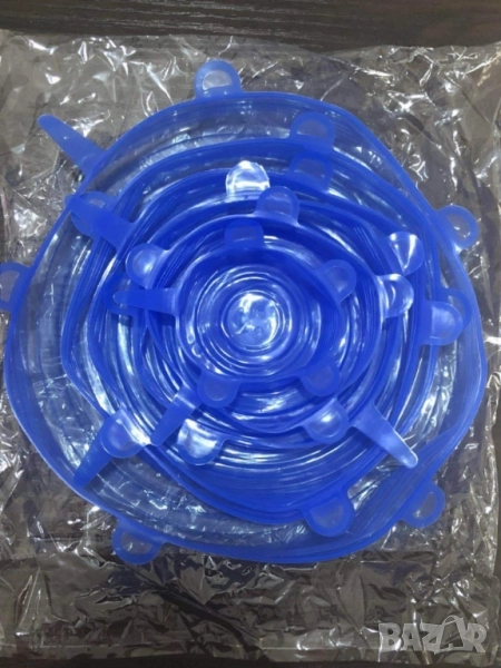 Комплект от 6 броя силиконови капаци за храна, снимка 1