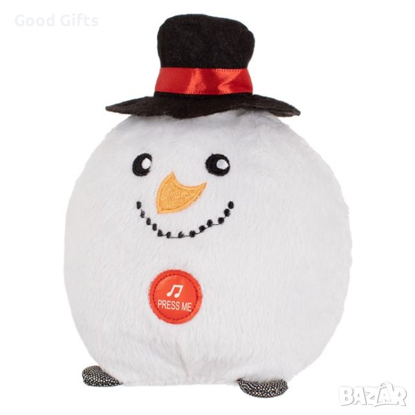 Коледен плюшен снежен човек със звук, 12см, снимка 1