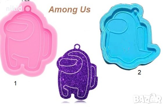 Амонг Ус Ъс Among Us силиконов молд форма фондан шоколад смола гипс украса декор, снимка 1