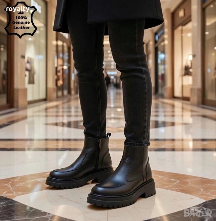 Мъжки боти - черна ЕСТЕСТВЕНА кожа, снимка 1